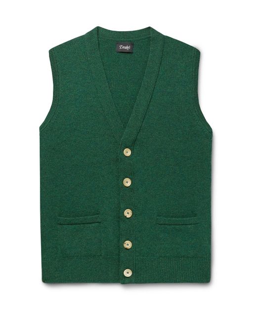 Drake's Green Wool Sweater Vest for men