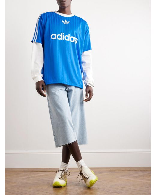 Adidas Originals Blue Adicolor Logo-print Recycled-piqué T-shirt for men