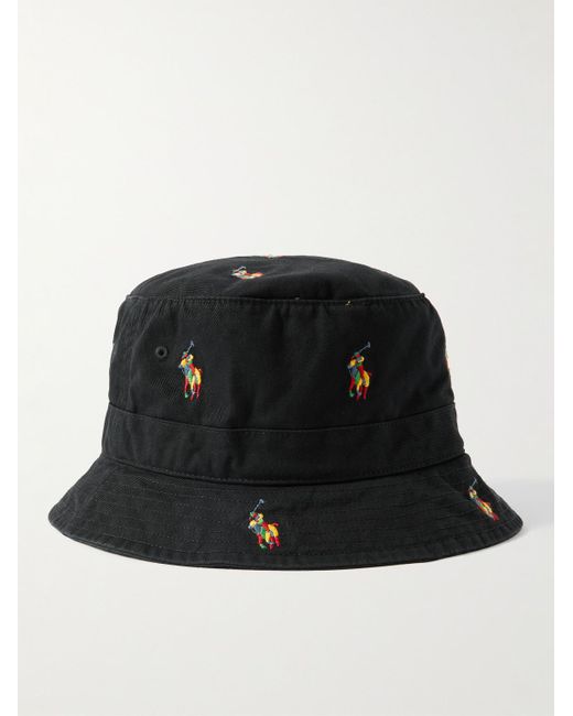 Polo Ralph Lauren Black Loft Logo-embroidered Cotton-twill Bucket Hat for men