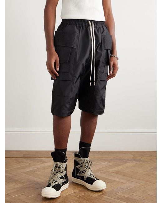 Shorts Cargo A Gamba Dritta di Rick Owens in Black da Uomo