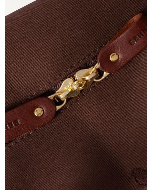 Weekender Leather-Trimmed Cotton-Canvas Holdall di Bennett Winch in Brown da Uomo