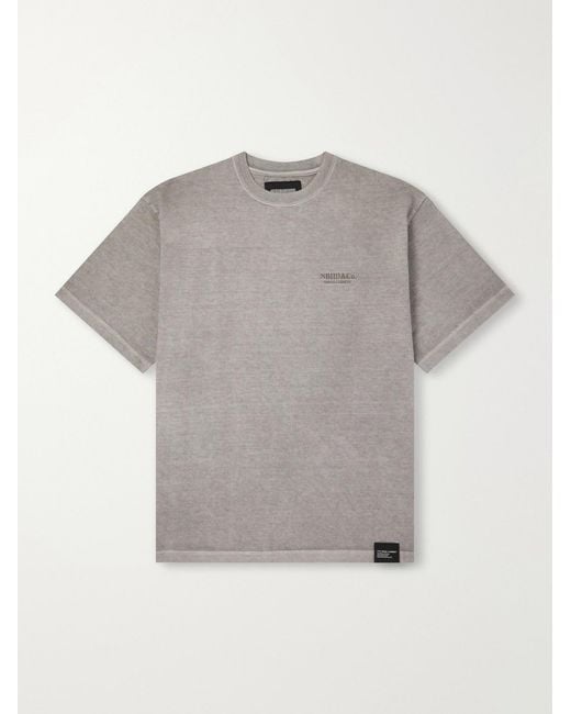 Neighborhood Gray Logo-Embroidered Cotton-Jersey T-Shirt for men