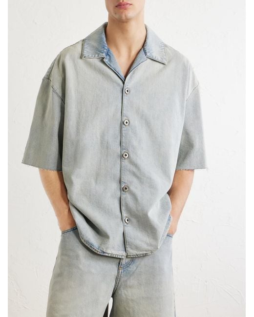 Loewe Blue Camp-Collar Denim Shirt for men