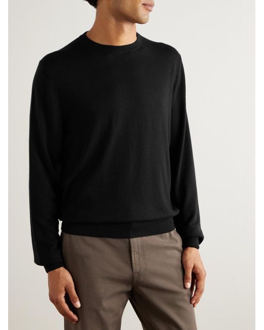 Canali Black Slim-Fit Garment-Dyed Cashmere Sweater for men