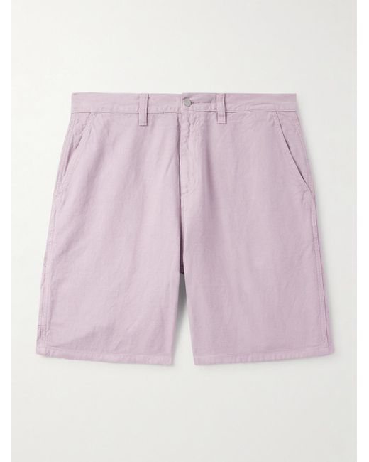 Carhartt Pink Walter Single Knee Wide-leg Cotton And Linen-blend Canvas Shorts for men
