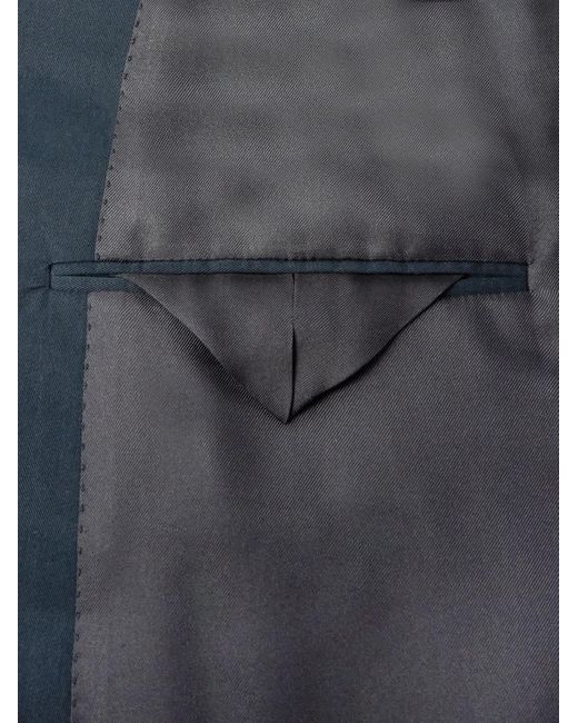 Umit Benan Blue Pietro Double-breasted Cotton-blend Twill Suit Jacket for men