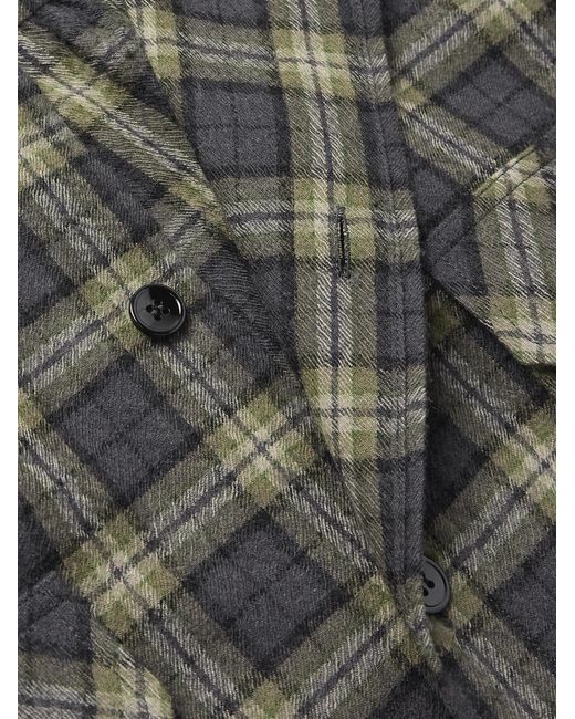 Saint Laurent Gray Checked Wool-Gauze Overshirt for men