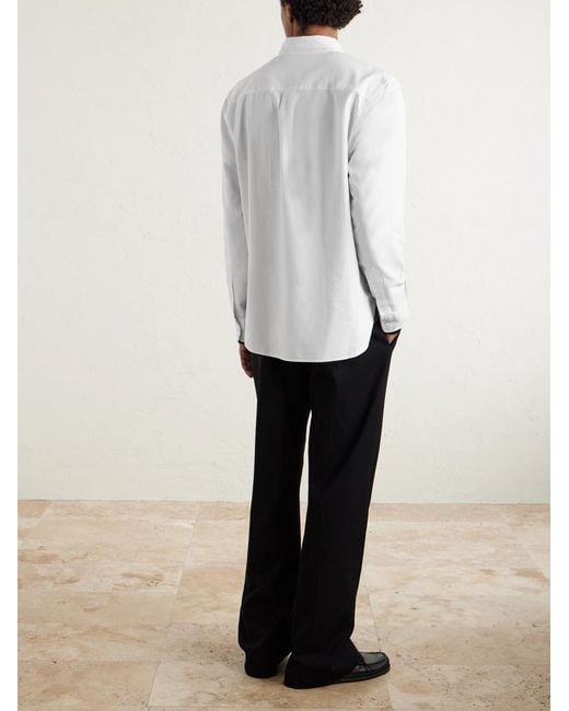 Officine Generale White Button-Down Collar Cotton Oxford Shirt for men