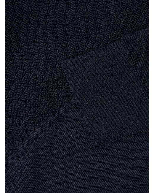 Waffle-Knit Virgin Wool Half-Zip Sweater di Sease in Blue da Uomo
