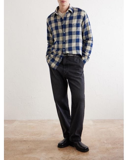 Barena Blue Checked Cotton-twill Shirt for men
