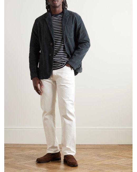 Mr P. Blue Striped Waffle-knit Cotton Sweater for men