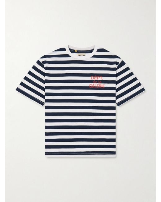 GALLERY DEPT. Blue French Logo-Print Striped Cotton-Jersey T-Shirt for men
