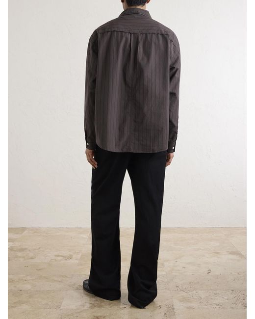 mfpen Brown Essay Pinstriped Cotton Shirt for men