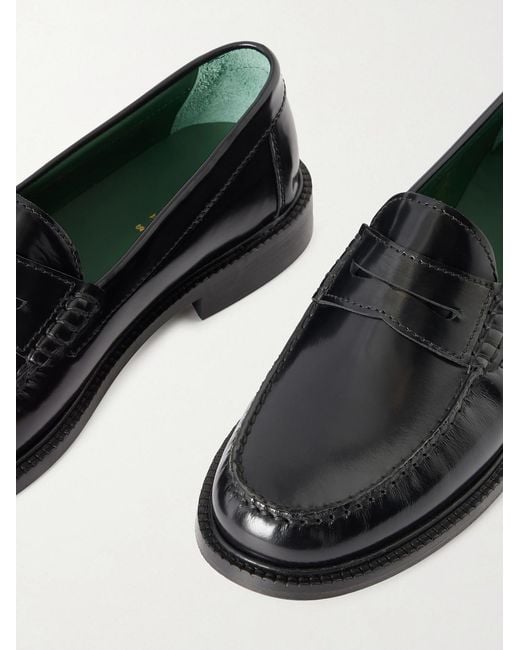 VINNY'S Black Yardee Polished-leather Penny Loafers for men