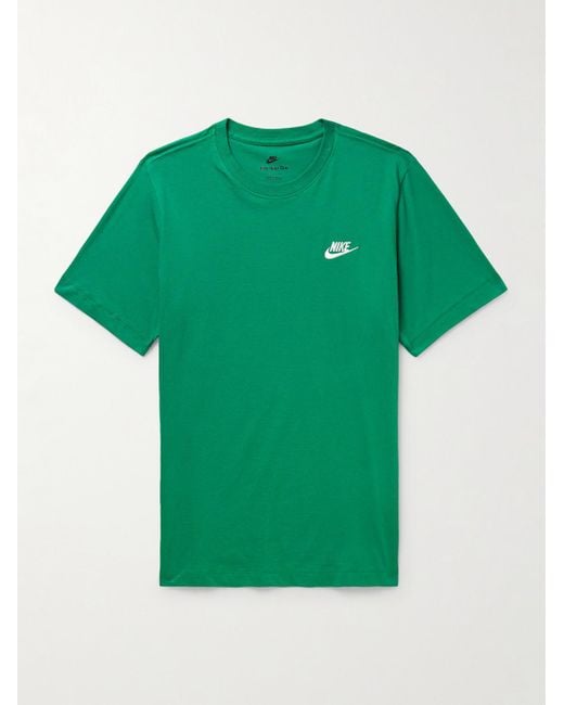 Nike Green Sportswear Club Logo-embroidered Cotton-jersey T-shirt for men