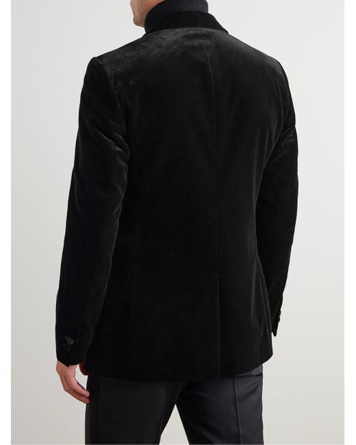 Mr P. Black Slim-Fit Shawl-Collar Cotton-Velvet Tuxedo Jacket for men