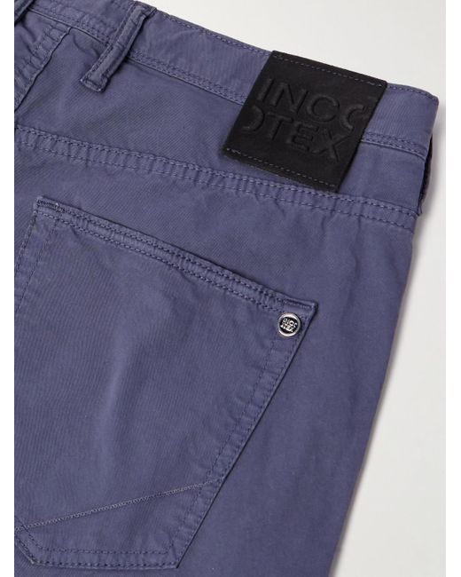 Incotex Blue Straight-leg Stretch-cotton Bermuda Shorts for men