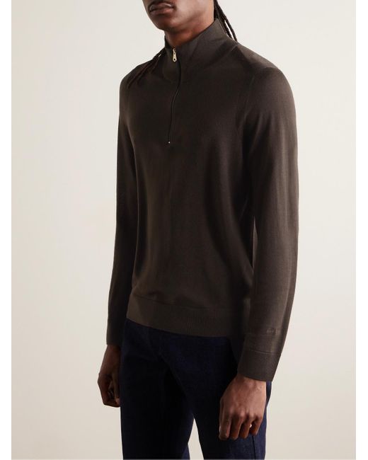 Paul Smith Black Merino Wool Half-zip Sweater for men