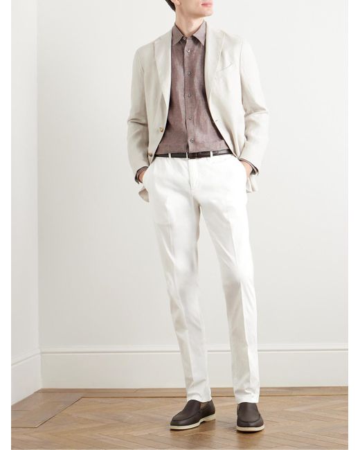 Boglioli White Straight-leg Cotton-blend Twill Trousers for men