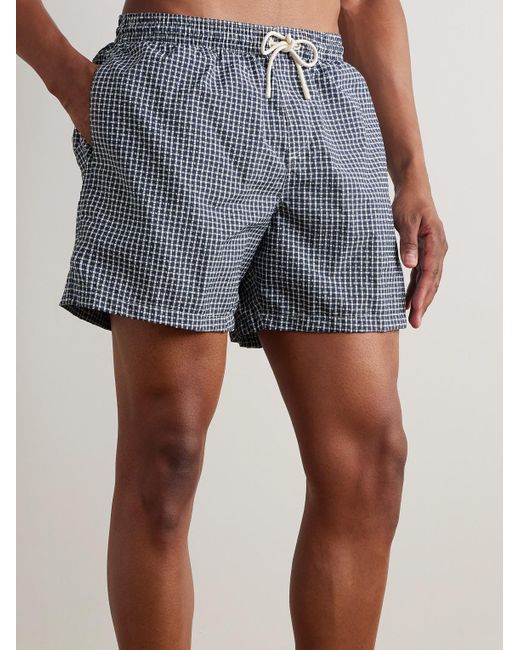 Loro Piana Blue Daneu Straight-leg Mid-length Checked Swim Shorts for men
