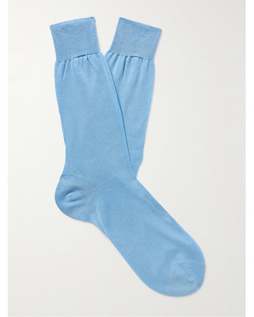 Anderson & Sheppard Blue Cotton Socks for men