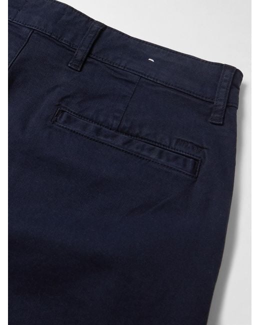 NN07 Blue Aden 1923 Straight-Leg Organic Cotton-Blend Twill Shorts for men