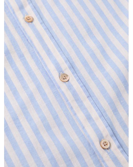 Boglioli Gestreiftes Hemd aus einer Leinen-Baumwollmischung mit Cutaway-Kragen in Blue für Herren