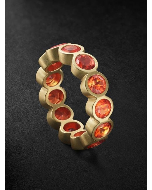 42 Suns Black Small 14-Karat Laboratory-Grown Sapphire Eternity Ring for men