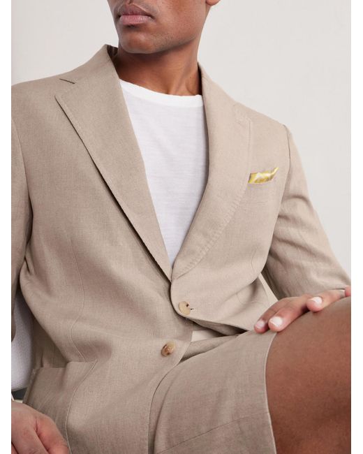 De Petrillo Natural Linen Single-breasted Suit Jacket for men