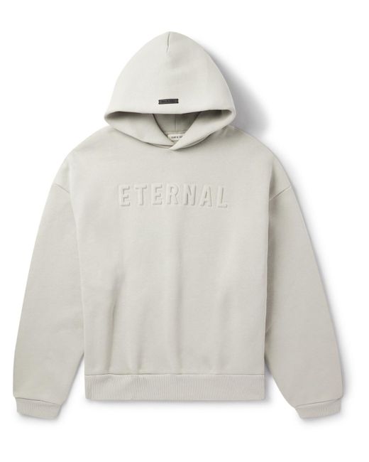 Fear Of God White Eternal Logo-Embossed Cotton-Blend Jersey Hoodie for men
