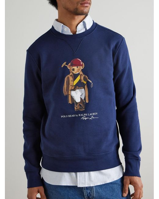 Polo Ralph Lauren Blue Printed Cotton-blend Jersey Sweatshirt for men