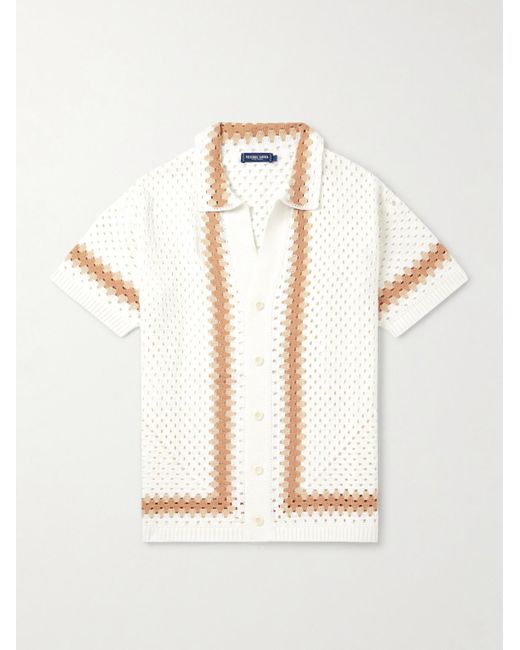 Frescobol Carioca Natural Pinto Crocheted Cotton Shirt for men