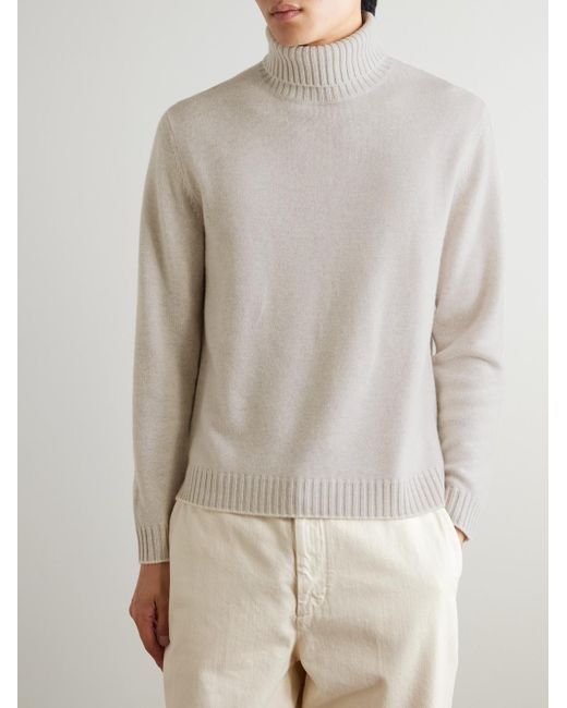 N.Peal Cashmere White Stanley Tucci Organic Cashmere Rollneck Sweater for men