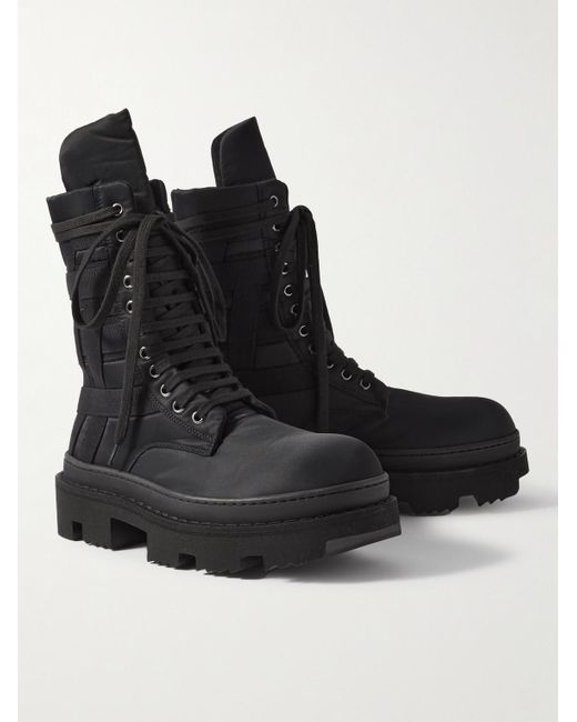 Rick Owens Black Army Megatooth Canvas And Shell Lace-up Boots for men