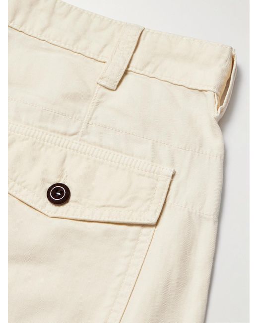 Drake's Natural Tapered Herringbone Cotton And Linen-Blend Twill Trousers for men