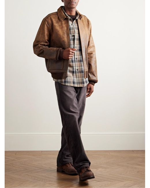 Checked Wool And Linen-Blend Shirt di Visvim in Brown da Uomo