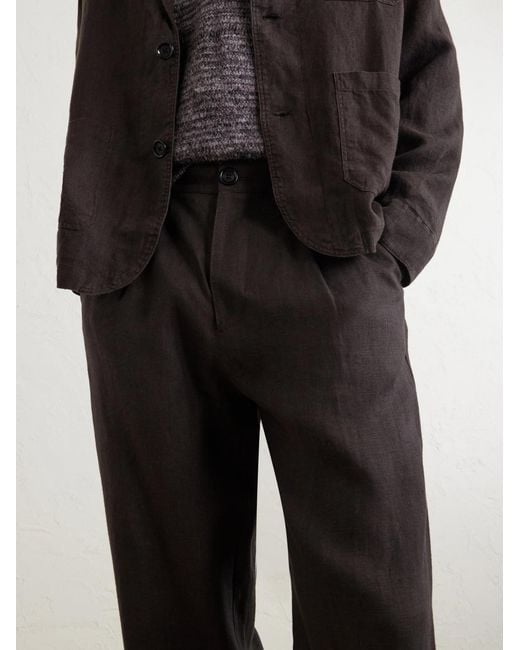 Oliver Spencer Black Coney Straight-Leg Pleated Linen Suit Trousers for men