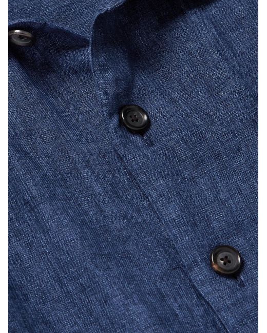 Oliver Spencer Blue Milford Linen Blouson Jacket for men