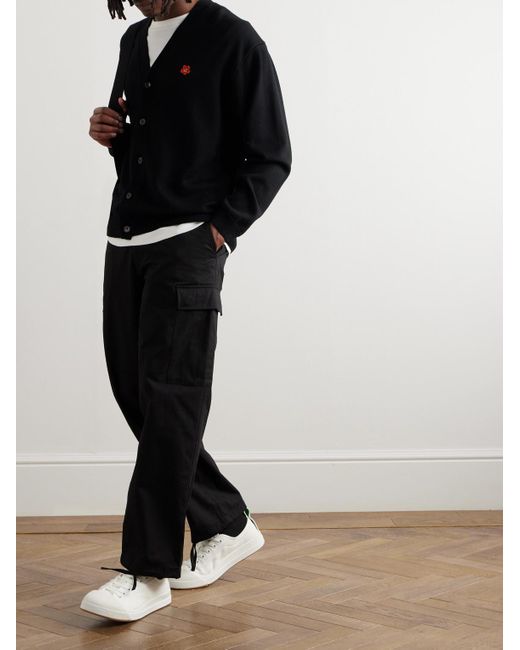 Pantaloni cargo a gamba dritta in cotone ripstop con logo applicato di KENZO in Black da Uomo