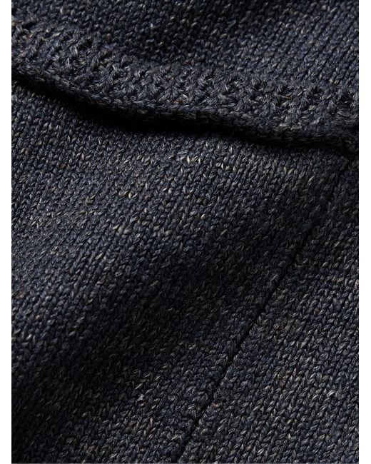 Inis Meáin Blue Pub Jacket Linen-blend Cardigan for men