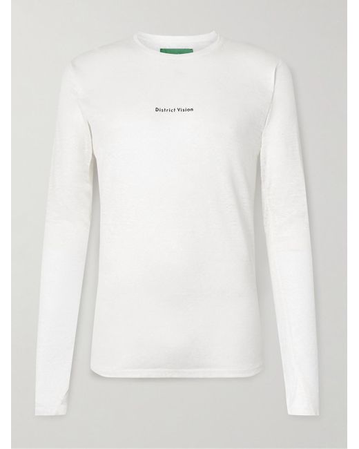 District Vision White Printed Hemp-jersey T-shirt for men