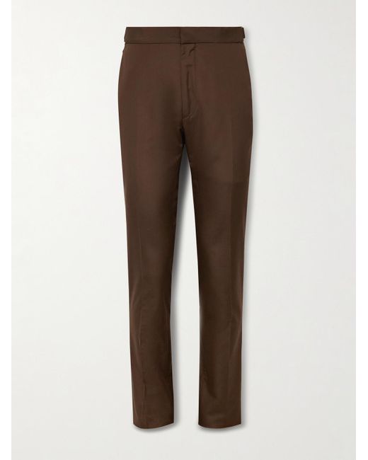 Tom Ford Brown Slim-Fit Silk Trousers for men