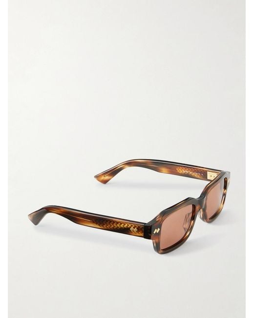 Bottega Veneta Brown Intrecciato Square-frame Acetate And Gold-tone Sunglasses for men