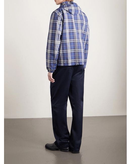 Burberry Blue Hooded Checked Shell Jacket for men