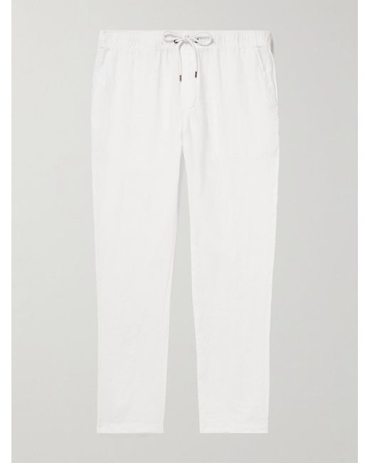 James Perse White Garment-Dyed Straight-Leg Linen Trousers for men