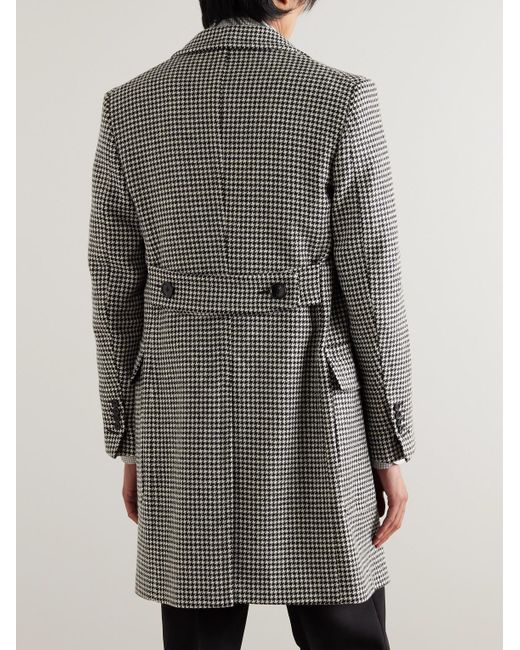 Tom Ford Gray Slim-fit Double-breasted Houndstooth Wool Coat for men