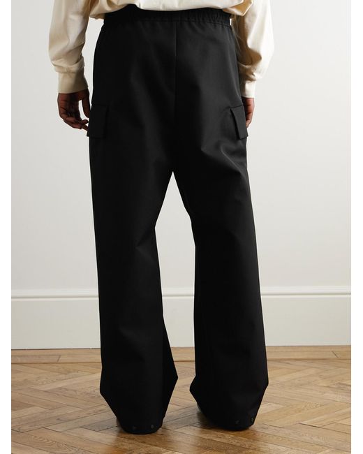 Fear Of God Black Wide-Leg Wool And Cotton-Blend Twill Drawstring Cargo Trousers for men