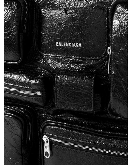 Tote bag grande in pelle craquelé Superbusy di Balenciaga in Black da Uomo