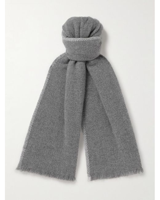 Brunello Cucinelli Gray Frayed Cashmere Scarf for men