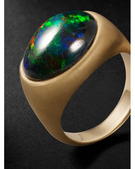 Jacquie Aiche Black 14-karat Gold Opal Ring for men